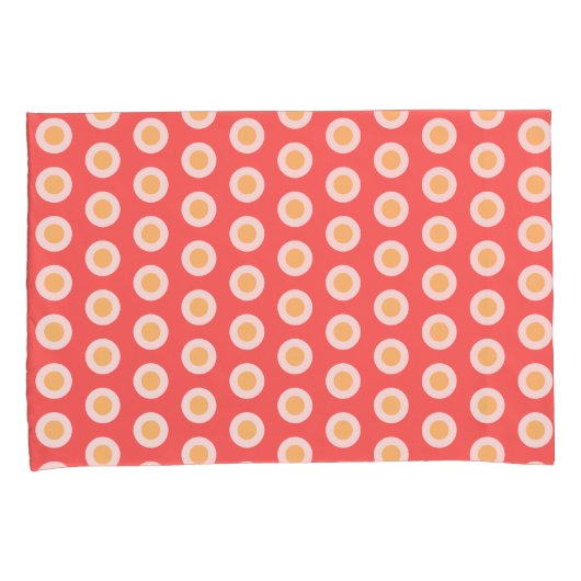 ピーチイエロージオメトリックホワイト水玉模様 枕カバー (正面右)