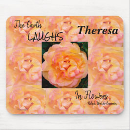 ピーチイエローピンクブレンドバラフラワーフォト マウスパッド