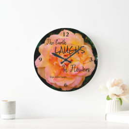 ピーチイエローピンクブレンドバラフラワーフォト ラージ壁時計