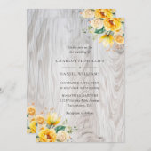 ピーチイエローライト素朴ウッドフローラ結婚ズ 招待状 (正面/裏面)