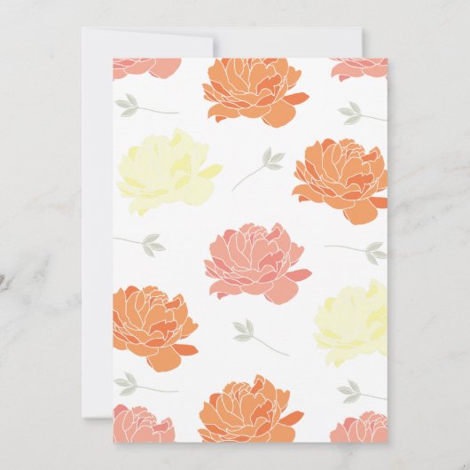 ピーチイエロー&オレンジピオニーキンセアニェラパーティー 招待状 (裏面)