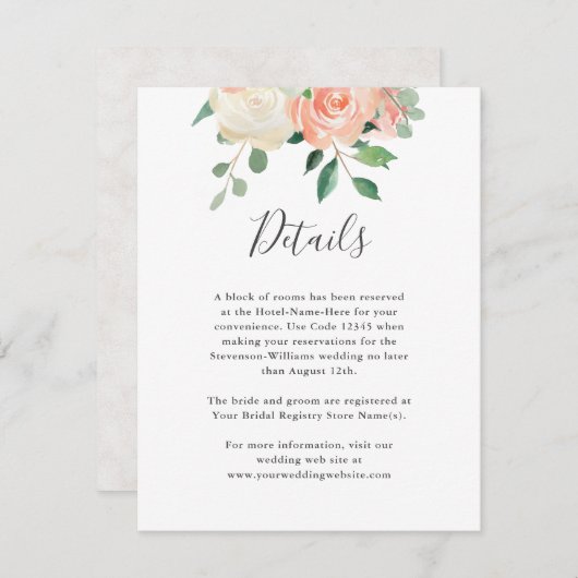 ピーチウォーターのカラー結婚フローラの詳細情報 エンクロージャーカード (正面/裏面)