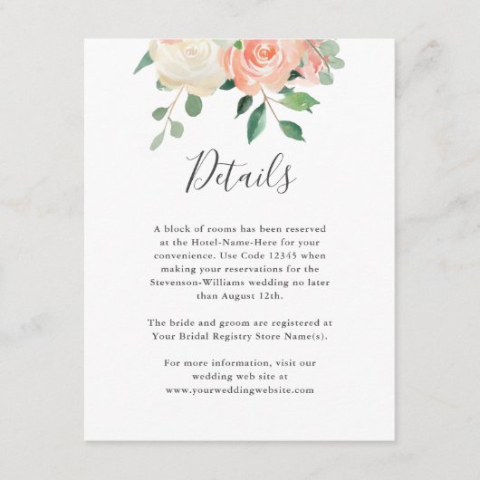 ピーチウォーターのカラー結婚フローラの詳細情報 エンクロージャーカード (正面)