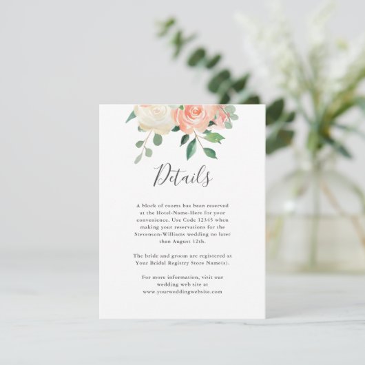 ピーチウォーターのカラー結婚フローラの詳細情報 エンクロージャーカード (スタンド正面)