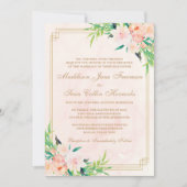 ピーチウォーターの色とフローラ結婚式招待状 招待状 (正面)