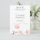ピーチウォーターカラーダンデリオンウェディングRSVPカード 出欠カード (スタンド正面)