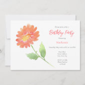ピーチウォーターカラーデイジー 招待状 (正面)