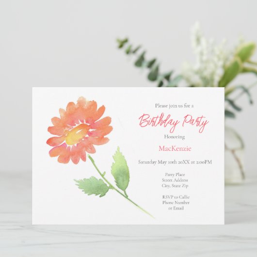 ピーチウォーターカラーデイジー 招待状 (スタンド正面)