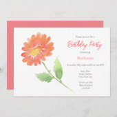 ピーチウォーターカラーデイジー 招待状 (正面/裏面)