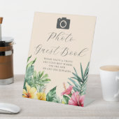 ピーチウォーターカラートロピカルフォトゲストブック結婚ズ 台座サイン (インサイチュ)