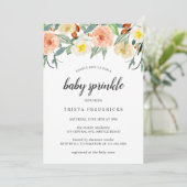 ピーチウォーターカラーバラフローラガールベビースプリンクル 招待状 (スタンド正面)