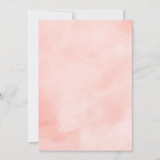 ピーチウォーターカラーバラ | エレガントブライダルシャワー 招待状 (裏面)