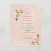 ピーチウォーターカラーバラRSVPカード 出欠カード (正面/裏面)