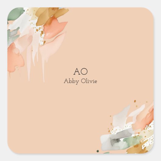 ピーチウォーターカラーパステル スクエアシール (正面)