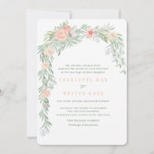 ピーチウォーターカラーフラワー結婚式招待状 招待状 (正面)
