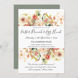 ピーチウォーターカラーフローライースターブランチ&卵狩り 招待状