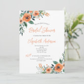ピーチウォーターカラーフローラエレガントブライダルシャワー 招待状 (スタンド正面)