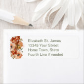 ピーチウォーターカラーフローラセージグリーン差出人住所 ラベル (インサイチュ)