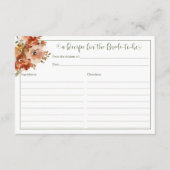 ピーチウォーターカラーフローラセージブライダルシャワーレシピ エンクロージャーカード (正面)