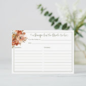 ピーチウォーターカラーフローラセージブライダルシャワーレシピ エンクロージャーカード (スタンド正面)