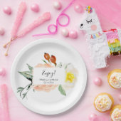 ピーチウォーターカラーフローラデザートテー結婚ブル ペーパープレート (パーティー)