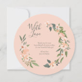 ピーチウォーターカラーフローラフラワーリースフォトベビー 案内状 (裏面)