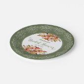 ピーチウォーターカラーフローラブライダルシャワーセージグリーン ペーパープレート (アングル)