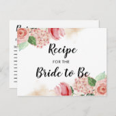 ピーチウォーターカラーフローラブライダルシャワーレシピカード ポストカード (正面/裏面)