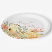 ピーチウォーターカラーフローラブライダルシャワー紙プレート ペーパープレート (アングル)