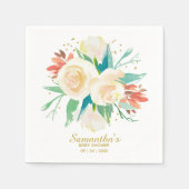 ピーチウォーターカラーフローラベビーシャワー スタンダードカクテルナプキン (正面)