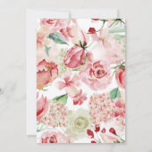 ピーチウォーターカラーフローラリースシック結婚ズ 招待状 (裏面)