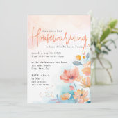 ピーチウォーターカラーフローラ引っ越し祝いパーティーパーティー 招待状 (スタンド正面)