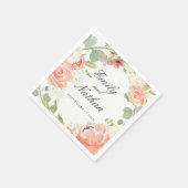 ピーチウォーターカラーフローラ結婚ズナプキン スタンダードカクテルナプキン (角)