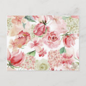 ピーチウォーターカラーフローラ縁どトップトレンディー結婚ズ インビテーションポストカード (裏面)