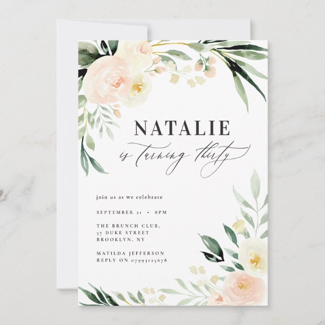 ピーチウォーターカラーフローラ30歳の誕生日パーティー (正面)