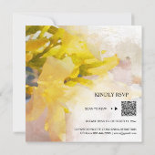 *~*ピーチウォーターカラーフローラAR15 QR RSVP 結婚's I 招待状 (裏面)