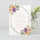 ピーチウォーターカラーフローラQRコード結婚の詳細 招待状 (スタンド正面)