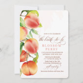 ピーチウォーターカラーブライダルシャワー 招待状 (正面)