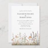 ピーチウォーターカラーワイルドフラワー結婚式招待状 招待状 (正面)
