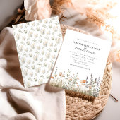 ピーチウォーターカラーワイルドフラワー結婚式招待状 招待状