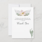 ピーチウォーターカラー花模様エンジェルウィングサンキュー 招待状 (正面)