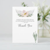 ピーチウォーターカラー花模様エンジェルウィングサンキュー 招待状 (スタンド正面)