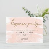 ピーチウォーターカラー金ゴールドランジェリーパーティーブライダルシャワー 招待状 (スタンド正面)