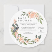 ピーチウォーターフローラリースバードベビーシャワー 招待状 (正面)