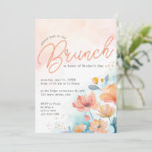 ピーチウォーターモダンカラーフローラマザーズデイブランチ 招待状 (スタンド正面)