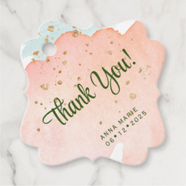 ピーチウォーター色と金ゴールドキラキラ フェイバータグ