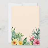 ピーチウォーター色の熱帯花の緑結婚色 セーブザデート (裏面)