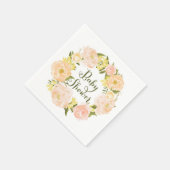 ピーチウォーター色の牡丹リースベビーシャワーナプキン スタンダードカクテルナプキン (角)