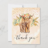 ピーチウォーター色フローラハイランドカウサンキュー ノートカード (正面)