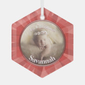 ピーチウールリトルガーベラベビー写真 ガラスオーナメント (正面)